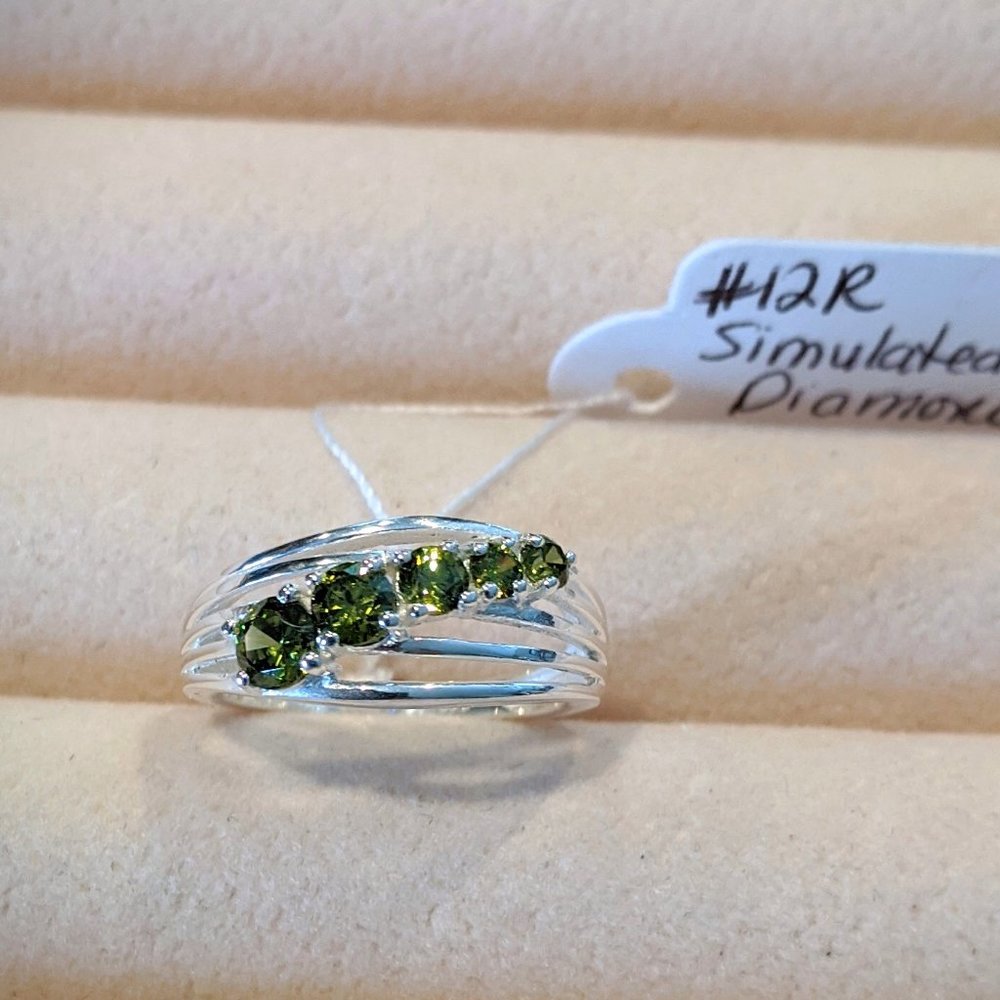 Simulated Green Diamond ring